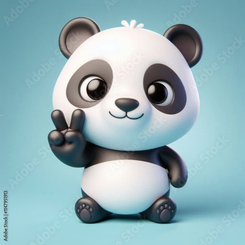 Cute Panda Peace Hand Cartoon 3d Generative AI

 photo