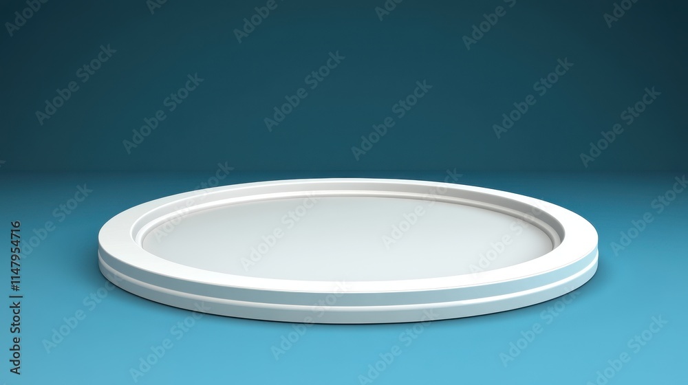 White Circular Platform on Blue Background White Circular Platform on Blue Background
