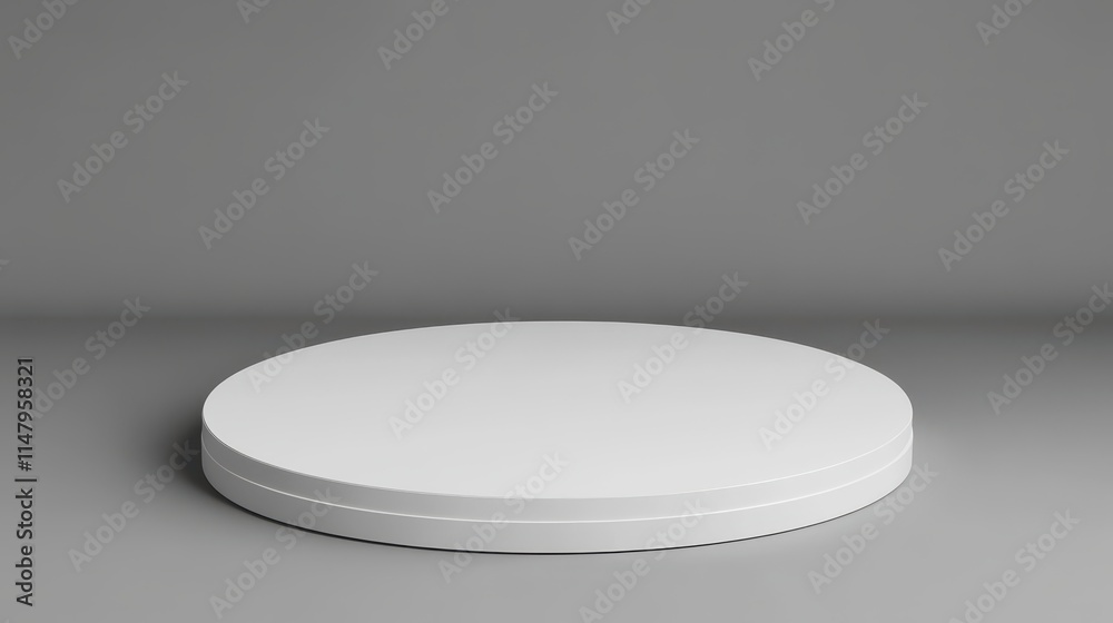 White Circular Platform On Gray Background White Circular Platform On Gray Background
