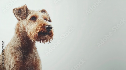 Affectionate Scruffy Dog Sitting Against Neutral Background