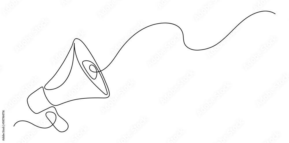 Megaphone. Continuous line drawing.