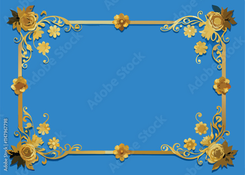 Create a realistic vector illustration of a vintage, ornate frame in a detailed, highly decorative style.  Include intricate flourishes and a sense of aged elegance.