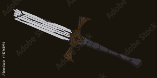 Broken fantasy sword showing destruction and damage