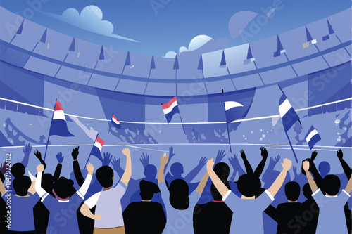 Enthusiastic soccer fans cheering wildly in stadium stands, showcasing diverse expressions and attire.  A vibrant, energetic atmosphere.