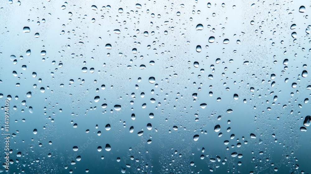 A window with raindrops on it. The raindrops are scattered all over the window A window with raindrops on it. The raindrops are scattered all over the window