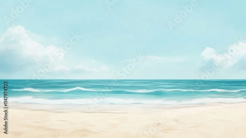 Serene Beach Scene Under a Tranquil Blue Sky