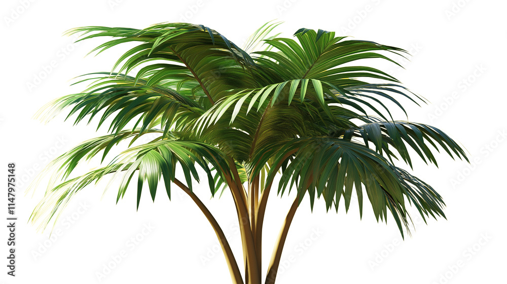 Obraz premium A palm tree with large green fronds, isolated background.