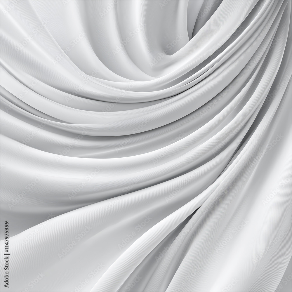 Obraz premium Abstract white fabric waves creating a smooth and elegant texture. The monochromatic design conveys simplicity and sophistication, ideal for backgrounds.