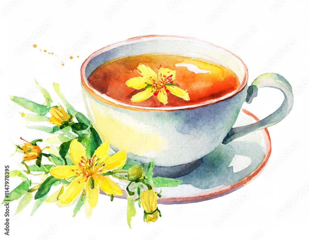 Herbata napar z dziurawca w filiżance ilustracja
Herbata napar z dziurawca w filiżance ilustracja