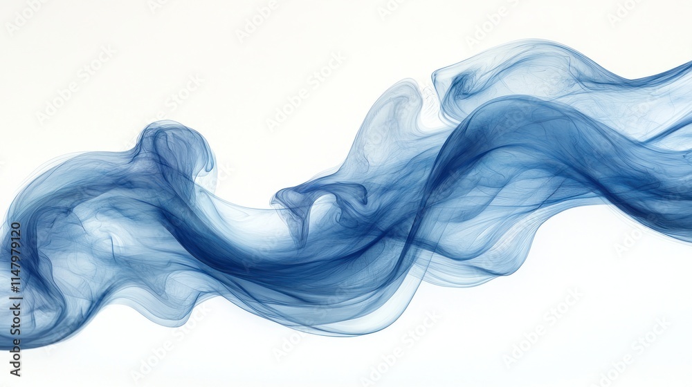 Obraz premium Abstract blue smoke wave on white.