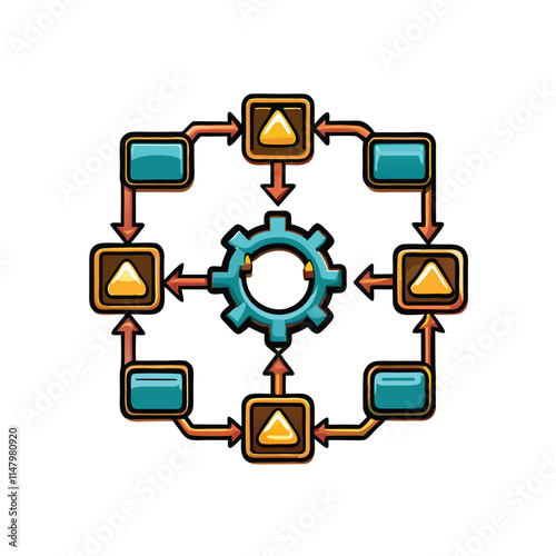 Create a clean, modern vector art process flow diagram; use bold arrows to clearly illustrate sequential steps.  Include numbered stages for optimal clarity.