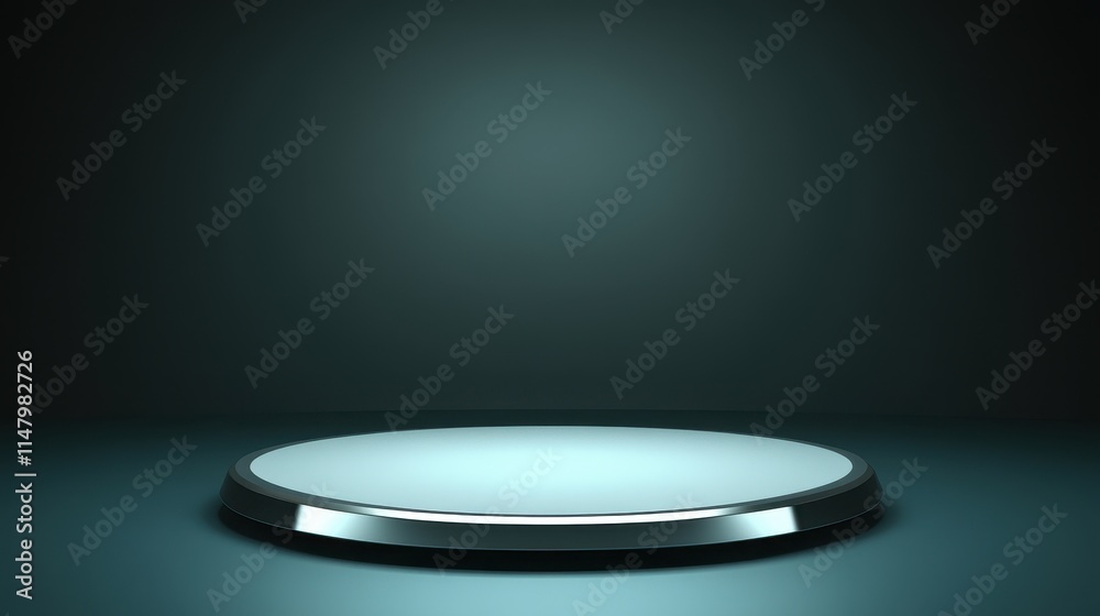 Elegant Circular Platform In Dark Room Setting Elegant Circular Platform In Dark Room Setting