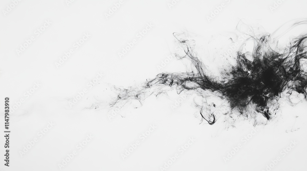 Fototapeta premium Abstract Black Ink Swirl on White Background