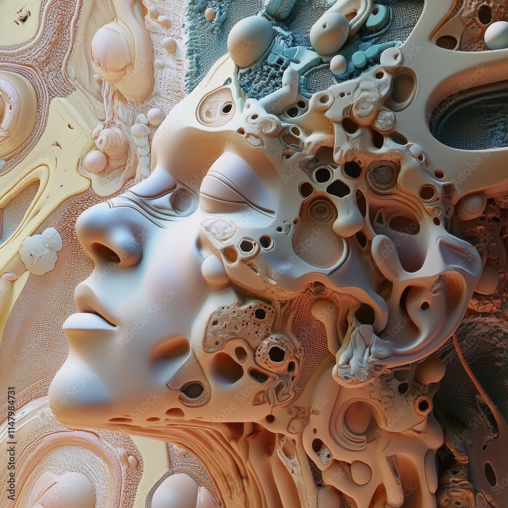 Artistic Representation of an Abstract Face With Intricate Details Reflecting Creativity and Imagination Through Organic Shapes and Textures Artistic Representation of an Abstract Face With Intricate Details Reflecting Creativity and Imagination Through Organic Shapes and Textures