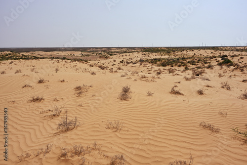 Fototapeta Naklejka Na Ścianę i Meble -  Arid sand dunes near the village of Utta