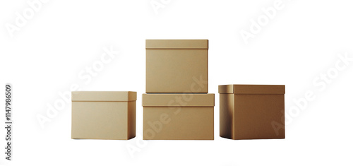 Cardboard boxes mockup isolated on a transparent background photo