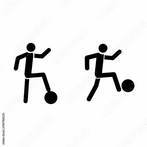 stick, man with a ball in different poses, healthy lifestyle, football, people playing sports