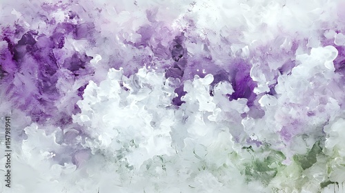 Abstract background with faded watercolor splashes of lavender, white and mint green, forming a serene and artsy look