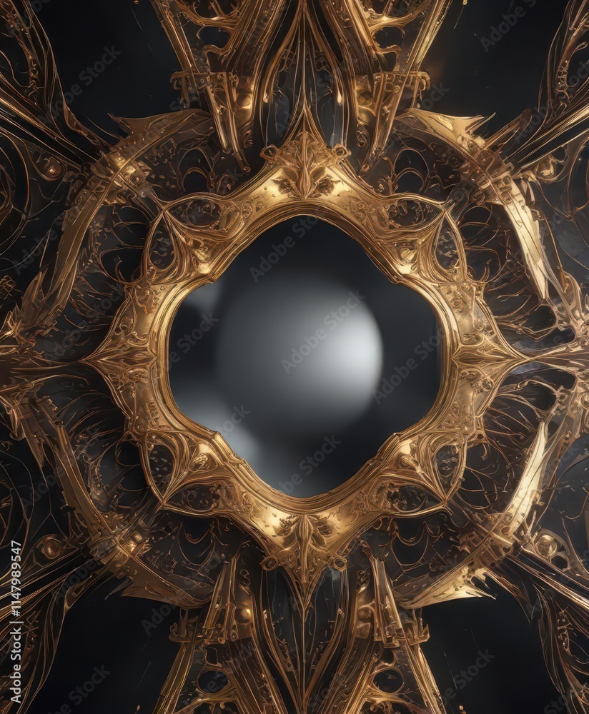 Fototapeta premium Abstract geometric fractal pattern Mirror-image loops create a stylish background , angles, mirror, curves