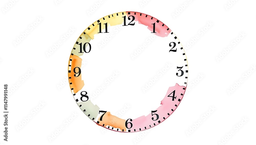 Abstract Watercolor Clock Face Design Showing Time Abstract Watercolor Clock Face Design Showing Time