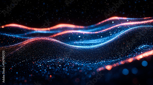 Abstract glowing wave particles. (1)