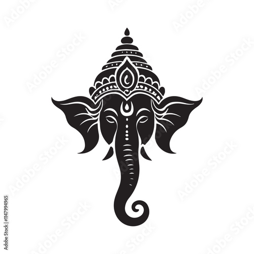 Vector illustration of an indian god ganesha head