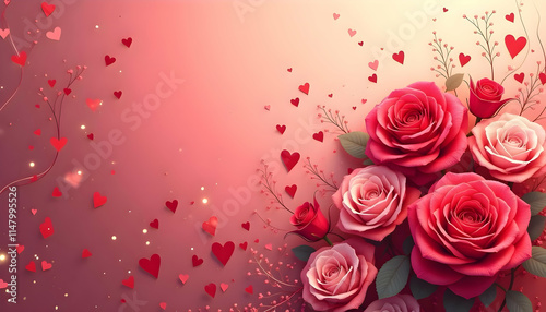 Rose and heart for valentine love