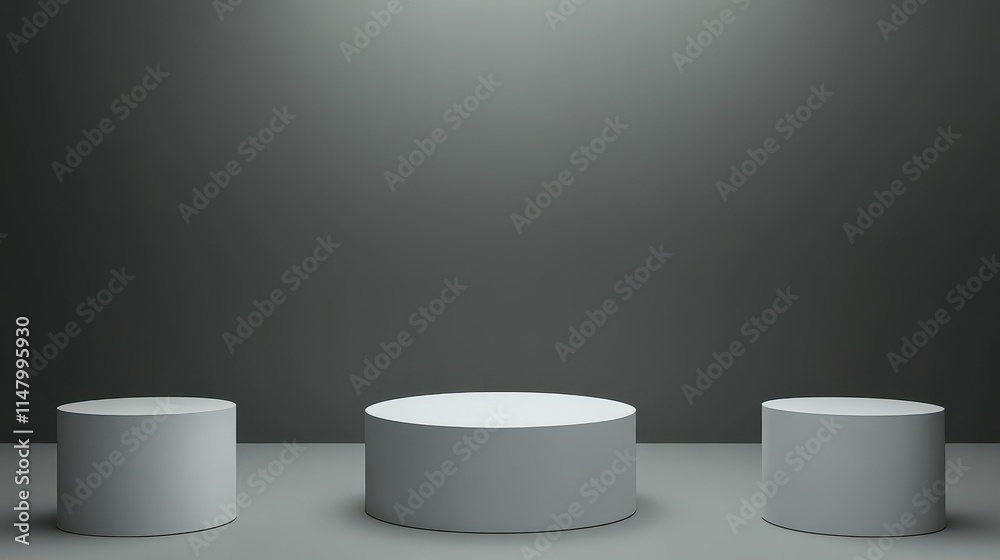 Three Cylindrical Platforms Against A Dark Background Three Cylindrical Platforms Against A Dark Background
