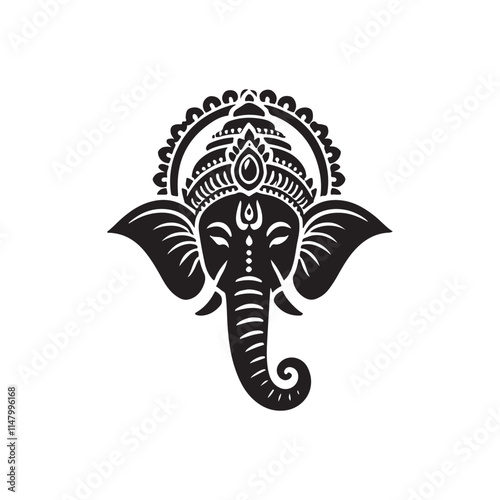 Black silhouette indian god ganesh 
