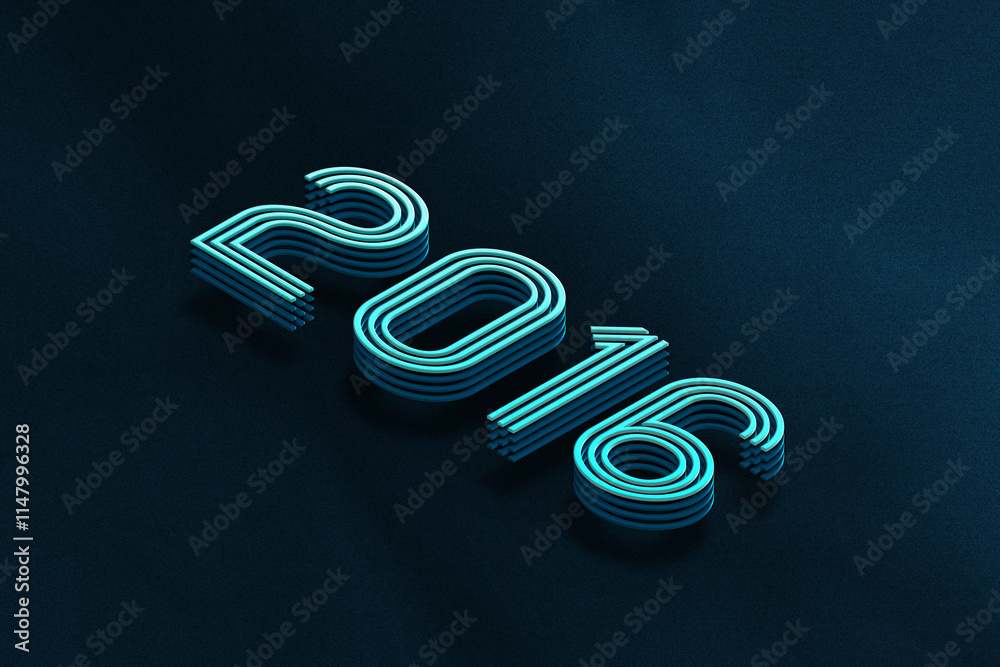 Blue Isometric layer 3d text effect of number 2016 on blue background. Blue Isometric layer 3d text effect of number 2016 on blue background.