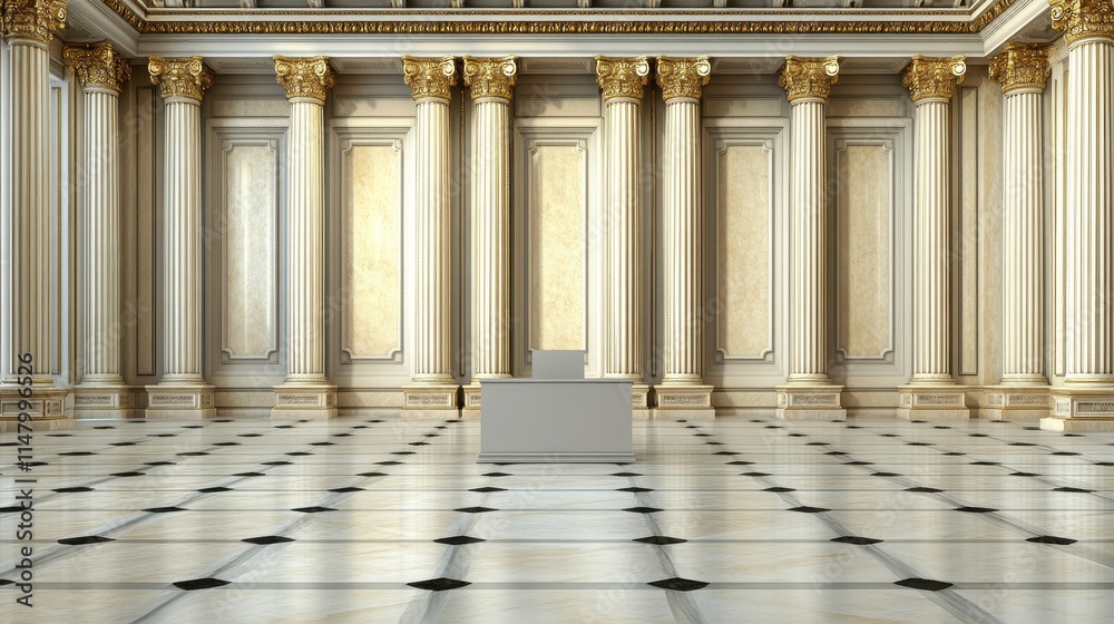 Grand Hall with Elegant Columns and Marble Floor Grand Hall with Elegant Columns and Marble Floor