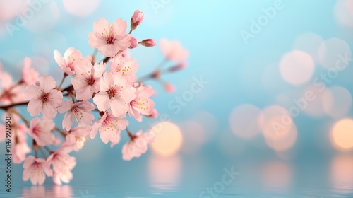 Wallpaper Mural Cherry blossoms on a dreamy blue background Torontodigital.ca
