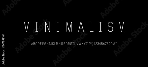 Minimalistic bohemian font for logo and fashion headline. Bohemian font type for wedding design. Isolated vector simple typeset, alphabet with numbers