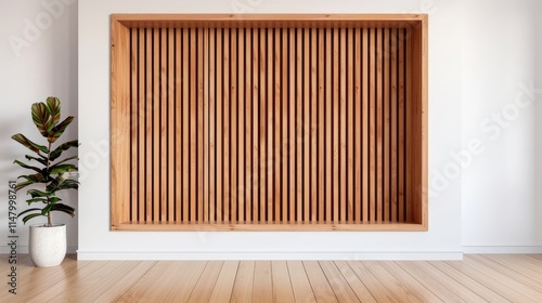 Modern wooden wall design with plant