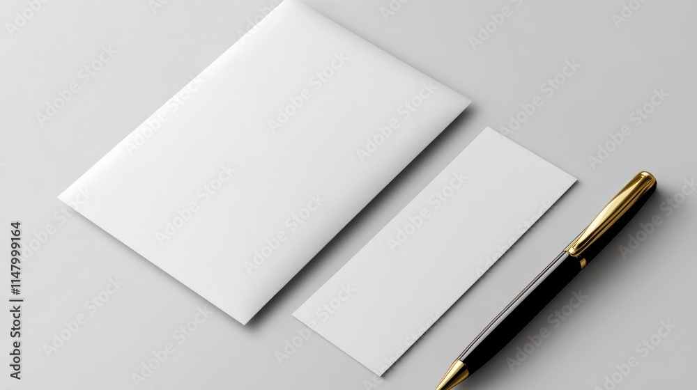 Blank Stationery Mockup With Elegant Pen Blank Stationery Mockup With Elegant Pen