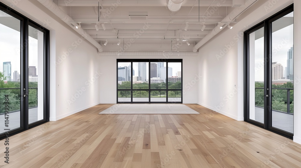 Spacious modern interior with large windows Spacious modern interior with large windows