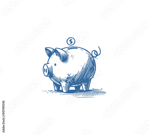 piggy bank hand drawn vector illustration isolated