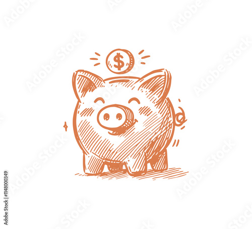 piggy bank hand drawn vector illustration isolated
