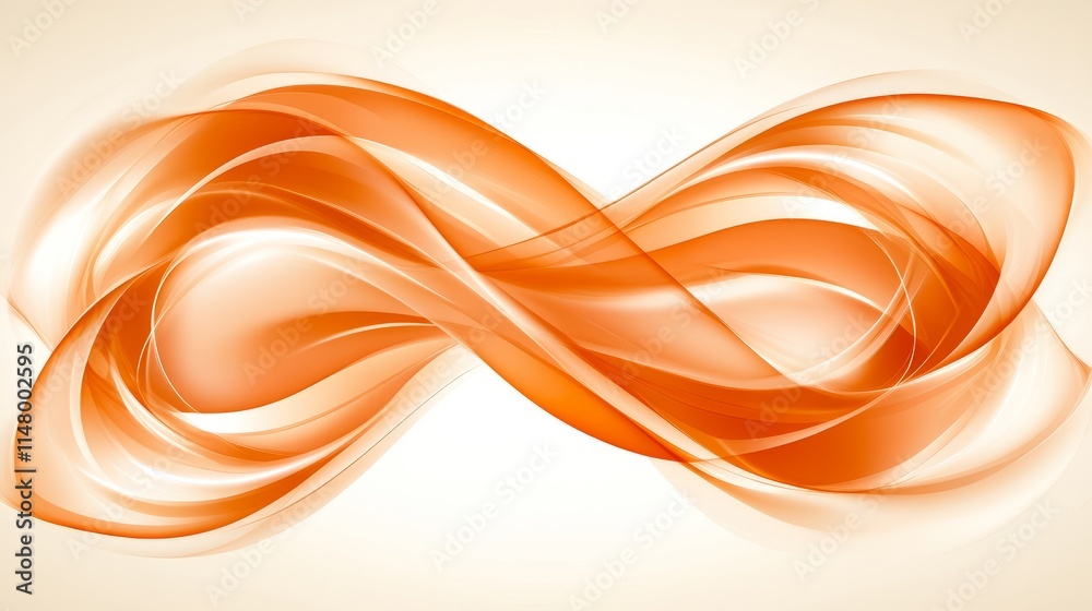Naklejka premium Abstract Orange Wave Infinity Design, Elegant Swirl Pattern