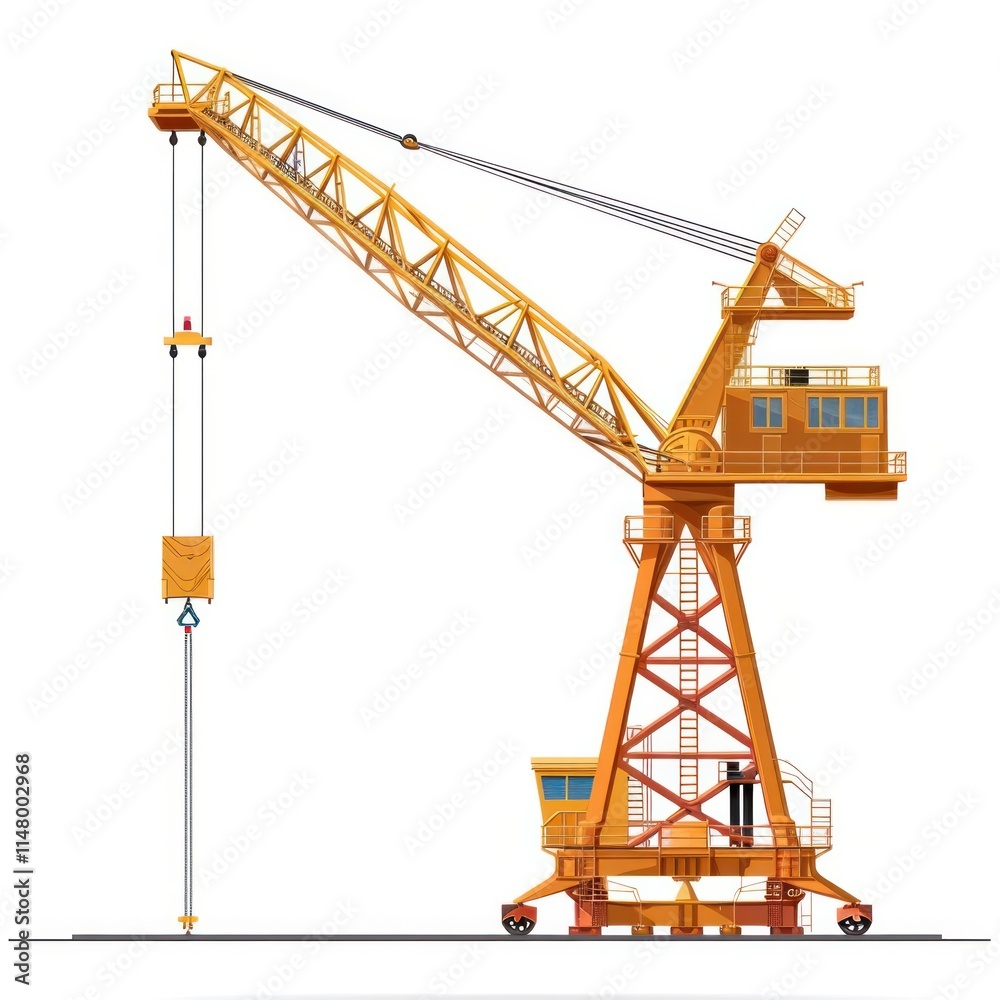 Massive industrial crane with tall boom and jib lifting and hoisting heavy cargo at a large scale construction site development project for a city skyline Massive industrial crane with tall boom and jib lifting and hoisting heavy cargo at a large scale construction site development project for a city skyline