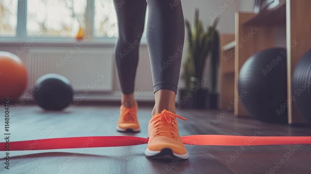 Ready to Run: Athletic Woman's Legs in Fitness Studio Ready to Run: Athletic Woman's Legs in Fitness Studio