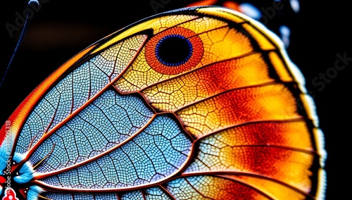 Vivid Butterfly Wing Close Up Detailed Texture photo