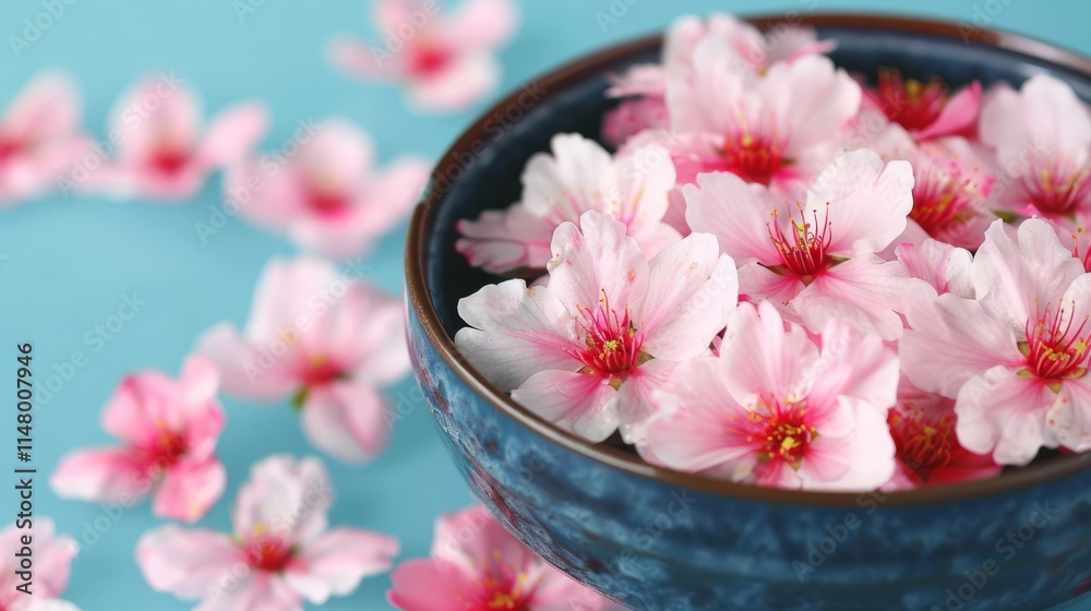 Beautiful pink blossoms in a bowl Beautiful pink blossoms in a bowl