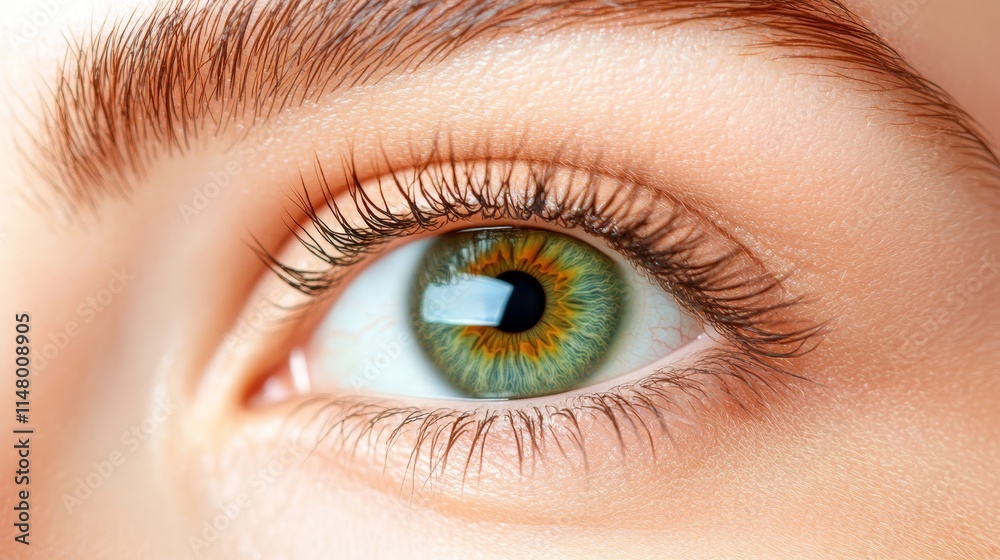 Close up Macro Shot of a Human Eye with Green Iris and Eyelashes Close up Macro Shot of a Human Eye with Green Iris and Eyelashes