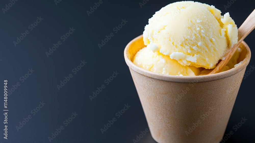 Creamy Vanilla Ice Cream in Eco Friendly Cup Creamy Vanilla Ice Cream in Eco Friendly Cup