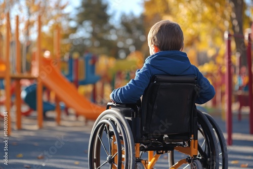 a child in a wheelchair on the playground