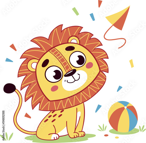Lion Cute child vector art illustration  