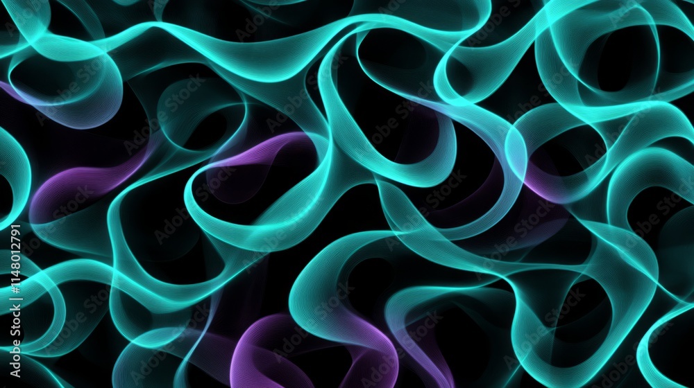 Obraz premium Abstract Teal and Purple Swirling Light Patterns