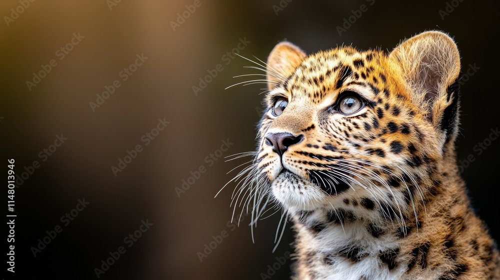 Fototapeta premium A close up of a leopard's face with a black background