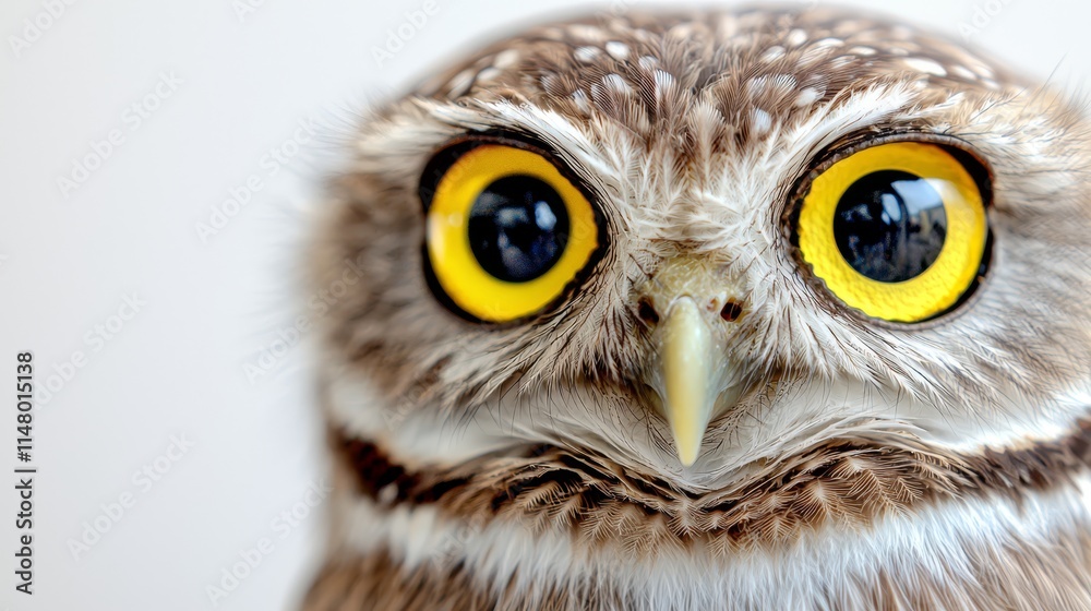 Fototapeta premium A close up of an owl's face with yellow eyes